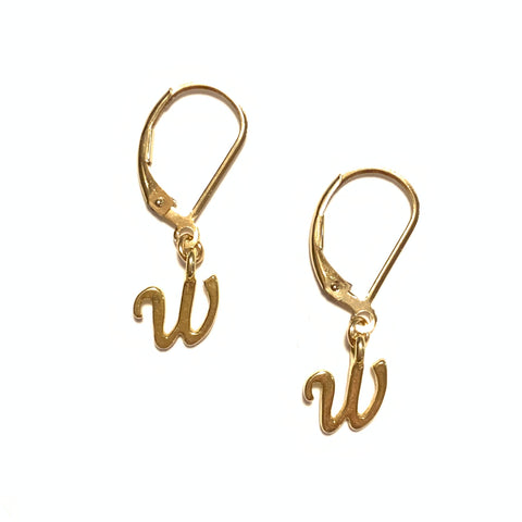 Solid Design Studios Initial Earrings – W – Gold Vermeil