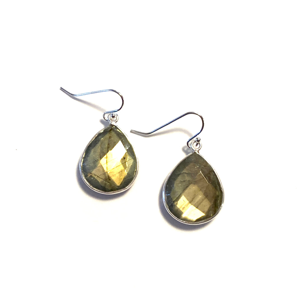 Solid Design Studios Labradorite Teardrop Earrings on Sterling Silver