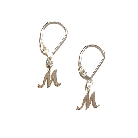 Initial Earrings – M – Sterling Silver