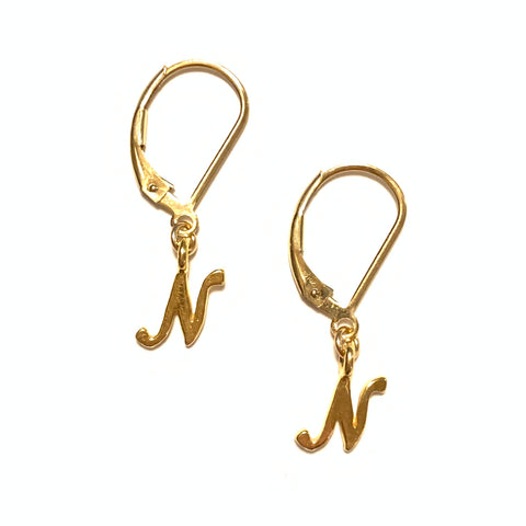 Solid Design Studios Initial Earrings – N – Gold Vermeil