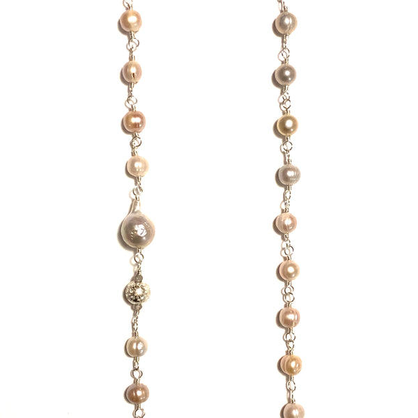 Solid Design Studios Peach Baroque Pearl, Ultra Baroque Pearl & Sterling Silver Infinity Necklace