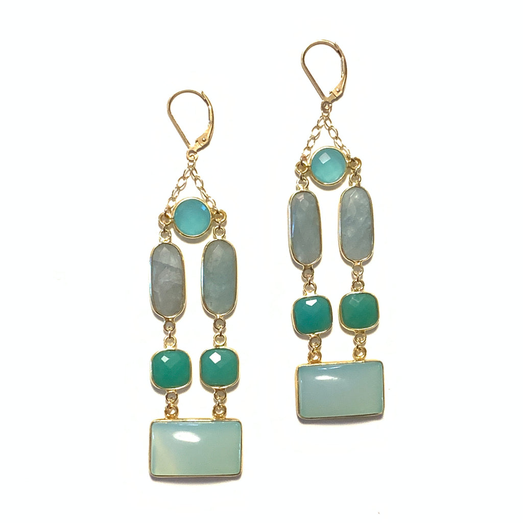 Solid Design Studios Long Geometric Chalcedony Earrings