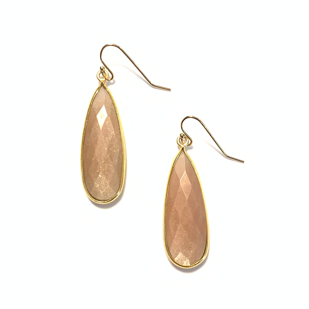 Solid Design Studios Peach Moonstone Vermeil Teardrop Earrings