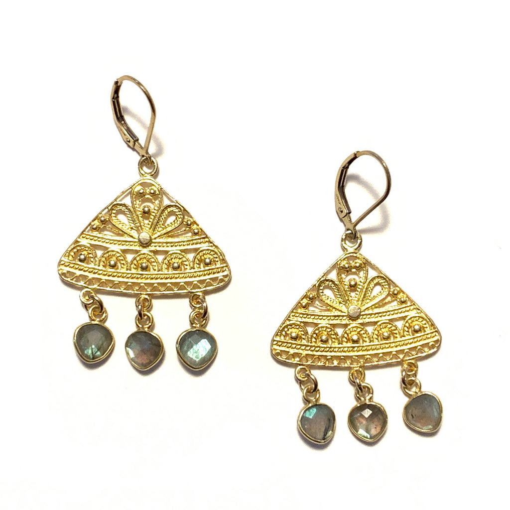 Solid Design Studios Labradorite Ornate Chandelier Earrings