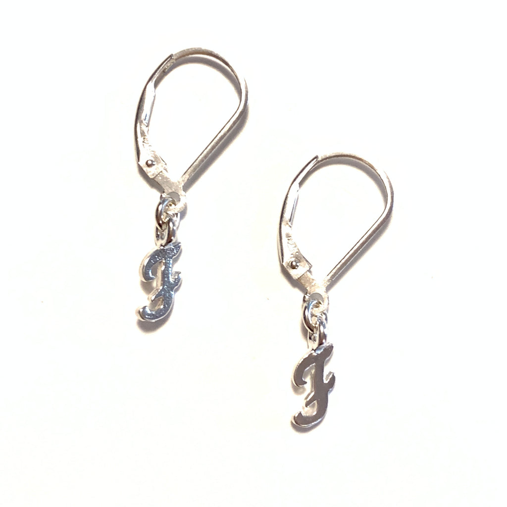 Initial Earrings – F – Sterling Silver