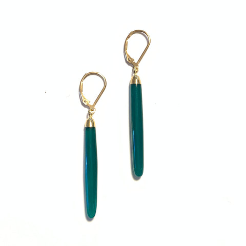 Solid Design Studios Green Onyx & Gold-Filled Earrings