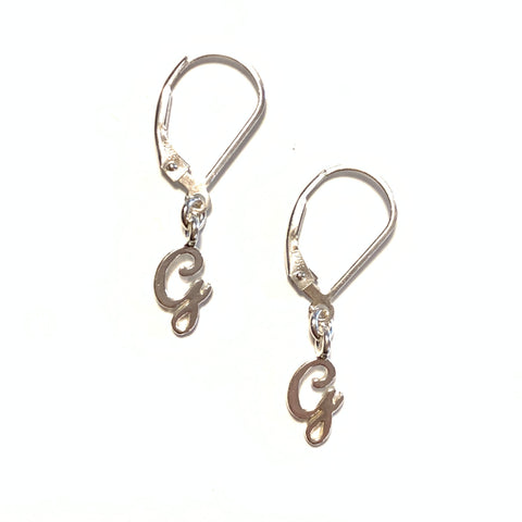 Initial Earrings – G – Sterling Silver