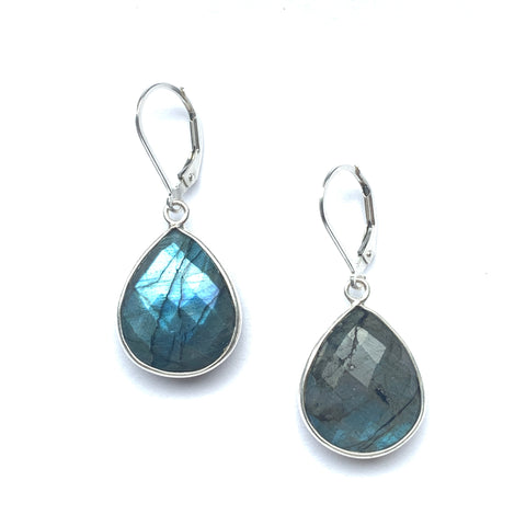 Labradorite Teardrop Earrings on Sterling Silver