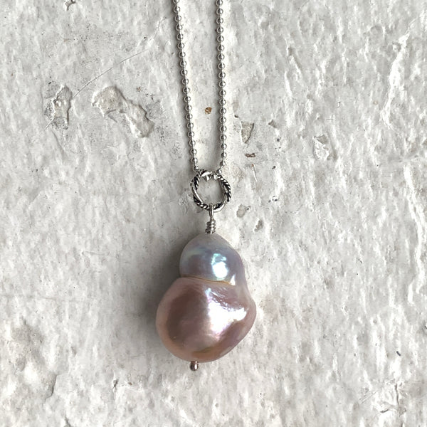 Ultra Baroque Pearl Necklace - Iridescent Pearl on 33 3/4-Inch Sterling Chain