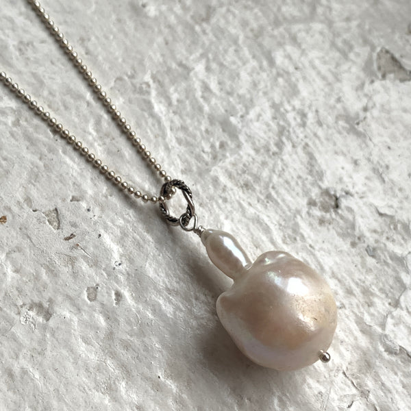 Ultra Baroque Pearl Necklace - Ivory Pearl on 32-Inch Sterling Chain