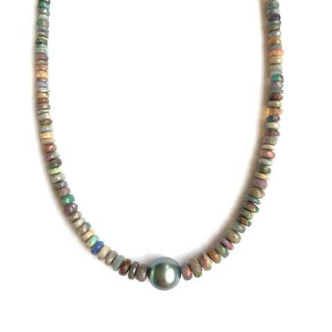 Ethiopian Opal & Tahitian Pearl Necklace
