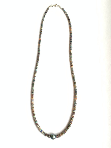 Ethiopian Opal & Tahitian Pearl Necklace