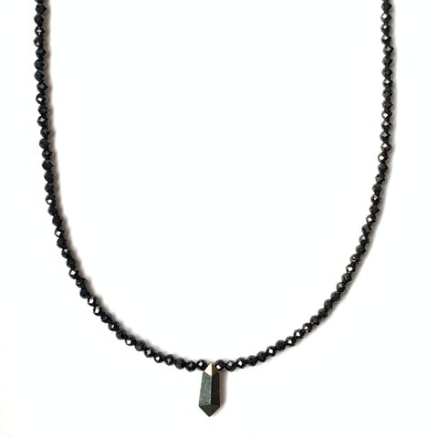Solid Design Studios Faceted Black Spinel Necklace With Pyrite Point