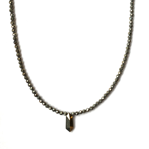 Solid Design Studios Faceted Pyrite Necklace With Pyrite Point