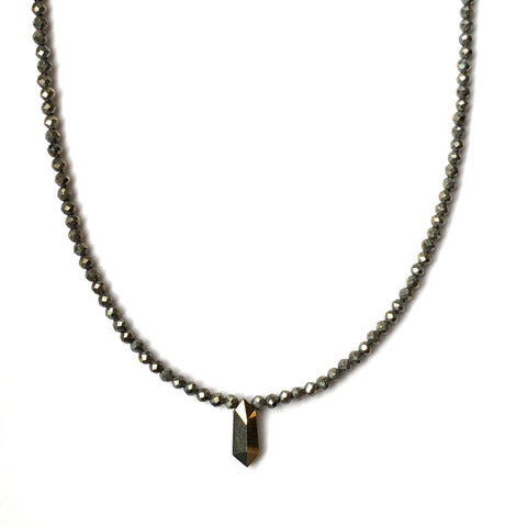 Solid Design Studios Faceted Pyrite Necklace With Pyrite Point