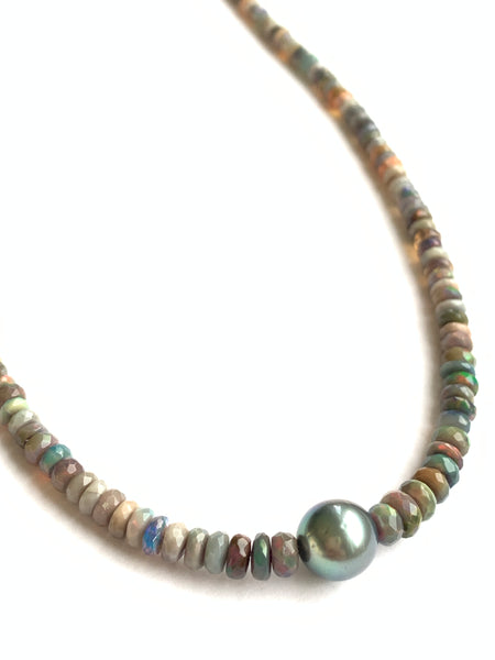 Ethiopian Opal & Tahitian Pearl Necklace