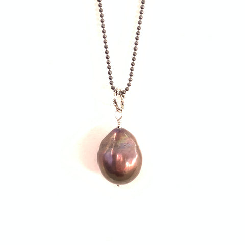 Solid Design Studios Ultra Baroque Pearl Necklace - Peacock Pearl on 21-Inch Oxidized Sterling Chain