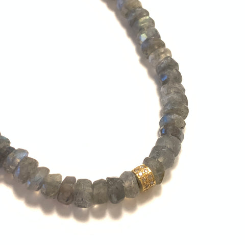 Solid Design Studios Faceted Labradorite With Diamond Pendant Necklace