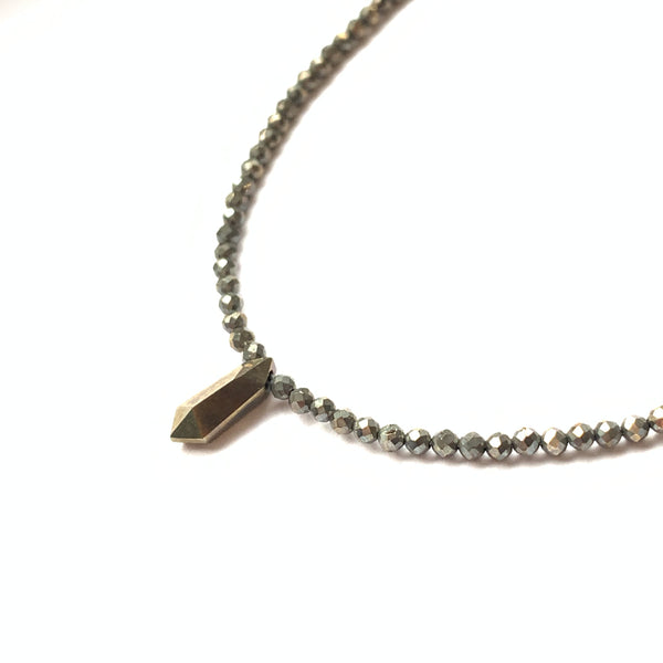 Solid Design Studios Faceted Pyrite Necklace With Pyrite Point