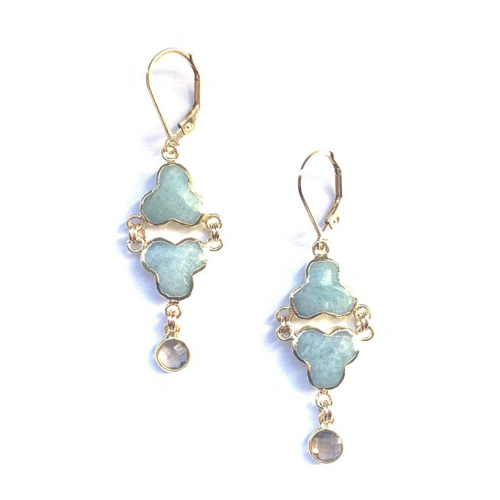Aquamarine & Smoky Quartz Gold-Filled Earrings