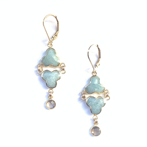 Aquamarine & Smoky Quartz Gold-Filled Earrings