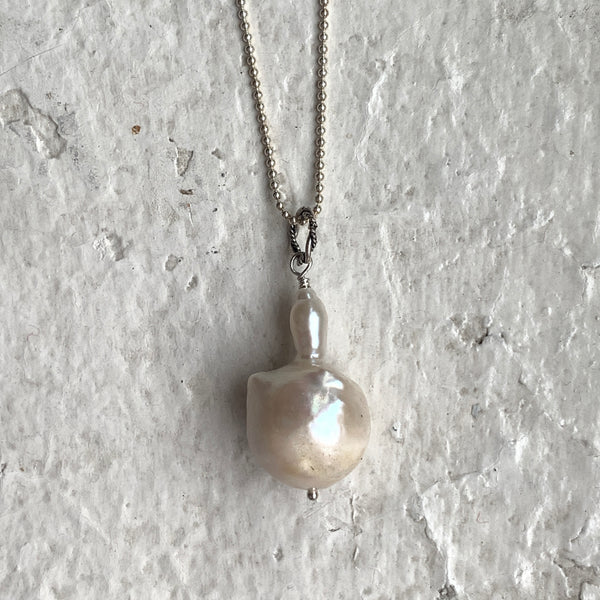 Ultra Baroque Pearl Necklace - Ivory Pearl on 32-Inch Sterling Chain