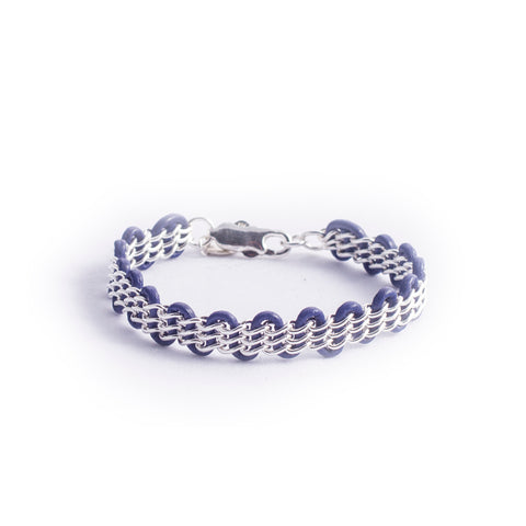 Cornelia Bracelet — Sterling Silver Chain on Violet Leather