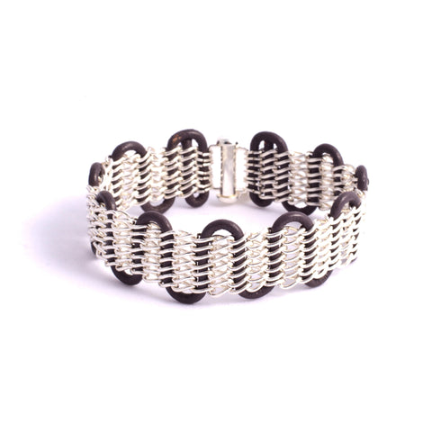 Galway Bracelet — Sterling Silver Chain on Grey Leather