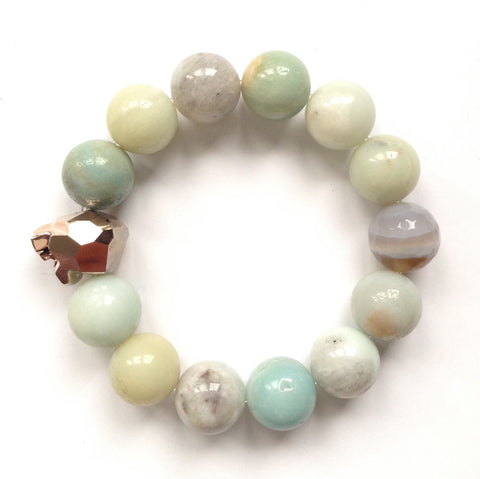 Solid Design Studios Swarovski Crystal Panther With Amazonite Stretch Bracelet