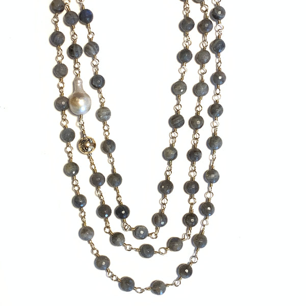 Solid Design Studios Faceted Labradorite, Ultra Baroque Pearl & 14k Gold-Filled Infinity Necklace