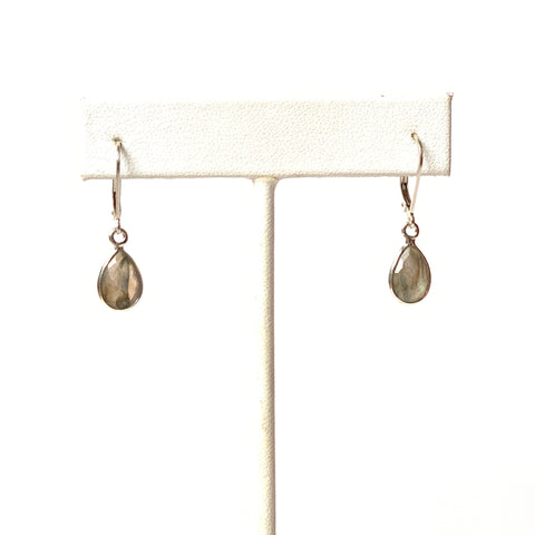 Solid Design Studios Small Faceted Bezeled Labradorite Earrings on Sterling Silver