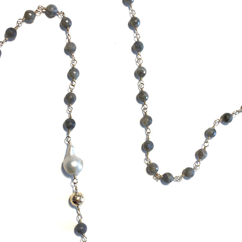 Solid Design Studios Faceted Labradorite, Ultra Baroque Pearl & 14k Gold-Filled Infinity Necklace