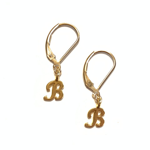 Initial Earrings – B – Gold Vermeil