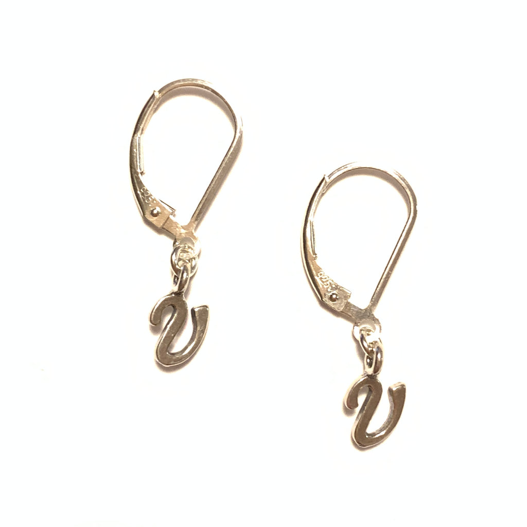 Solid Design Studios Initial Earrings – V – Sterling Silver