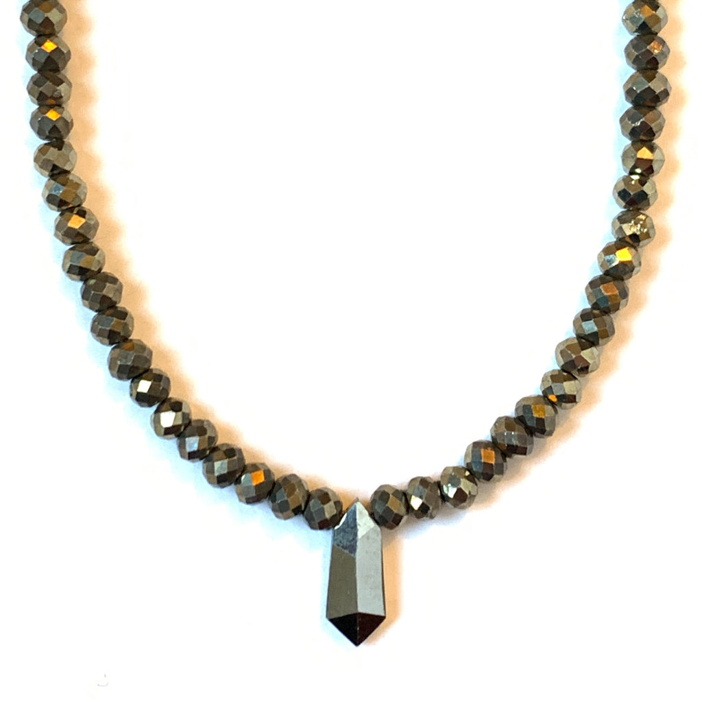 Solid Design Studios Faceted Pyrite Necklace With Pyrite Point