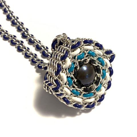Solid Design Studios Sterling Silver, Peacock Pearl & Leather Evil Eye Necklace