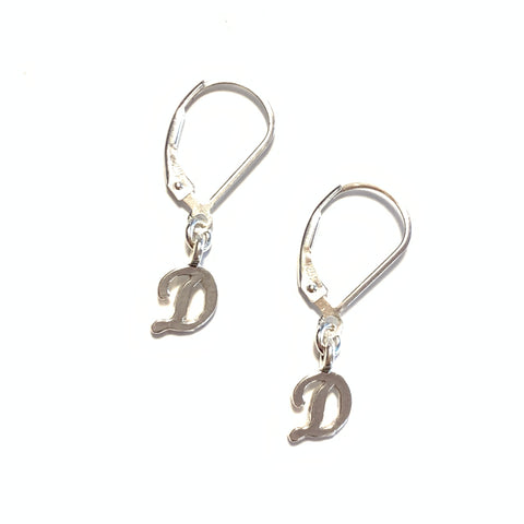 Initial Earrings – D – Sterling Silver
