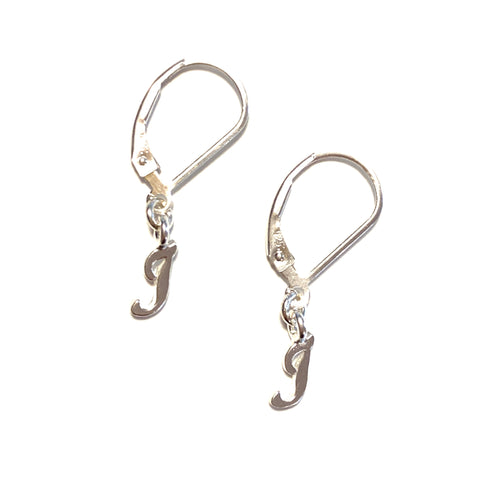 Initial Earrings – I – Sterling Silver