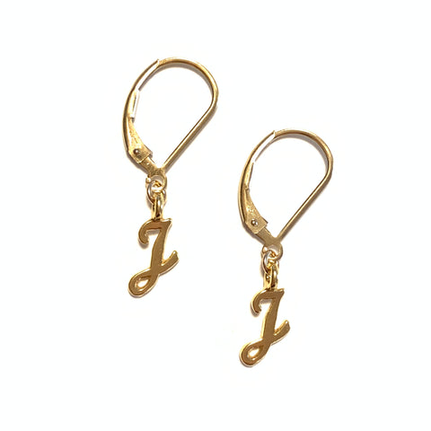 Initial Earrings – J – Gold Vermeil