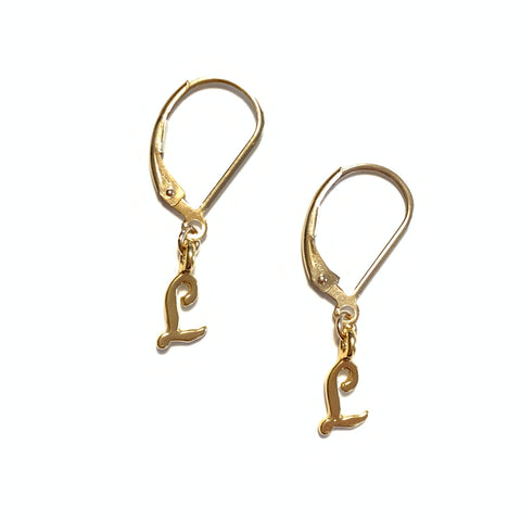 Initial Earrings – L – Gold Vermeil