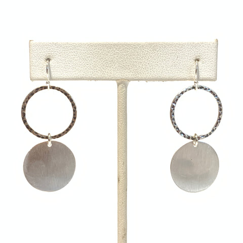 Solid Design Studios Hammered Circle and Flat Disc Sterling Silver Earrings