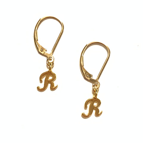 Initial Earrings – R – Gold Vermeil