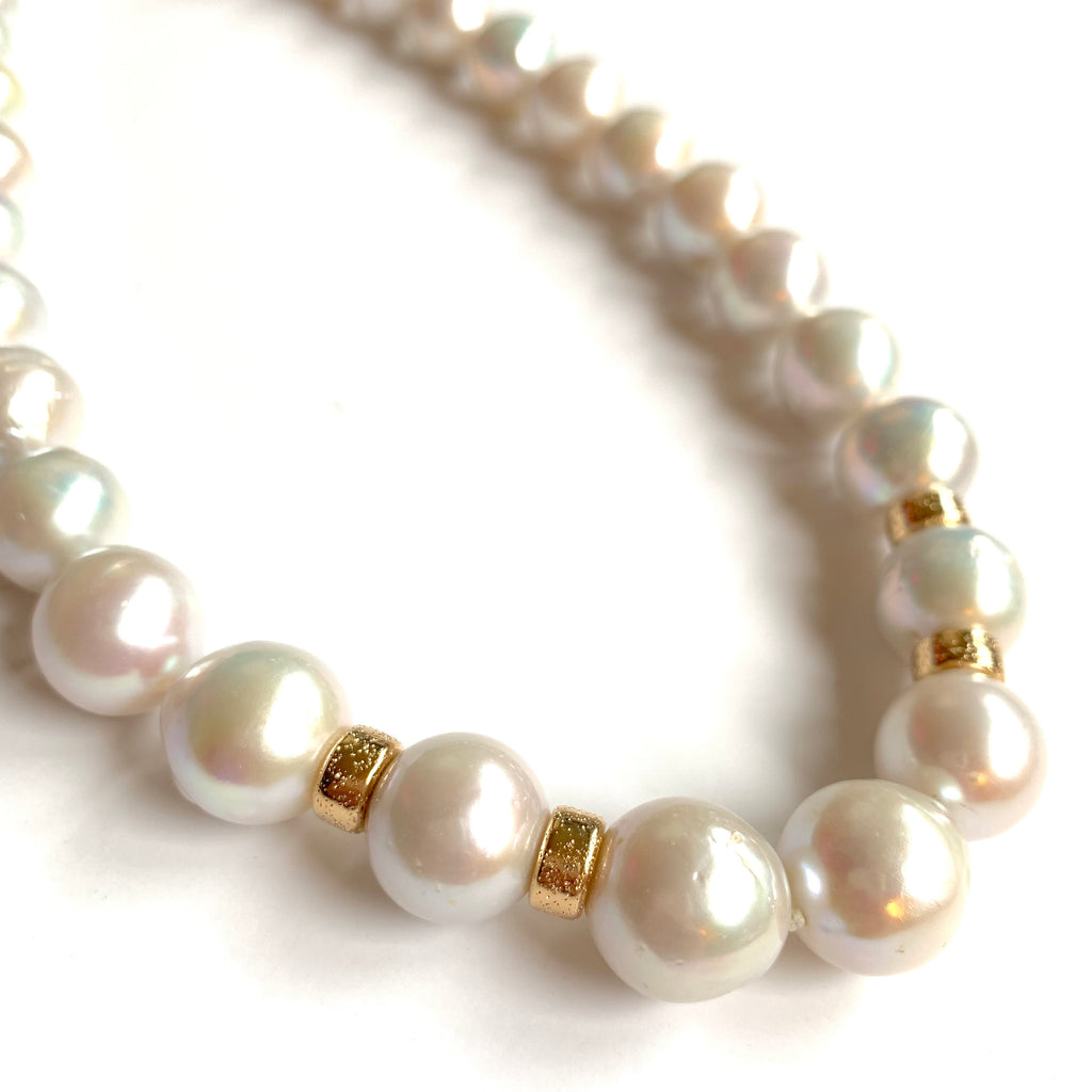 Solid Design Studios One-of-a-Kind Hand-Knotted Ultra Baroque Pearl Necklace With 14k Gold-Filled Rondelles