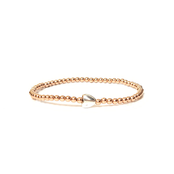Solid Design Studios Sterling Silver Heart & Rose Gold-Filled Stretch Bracelet