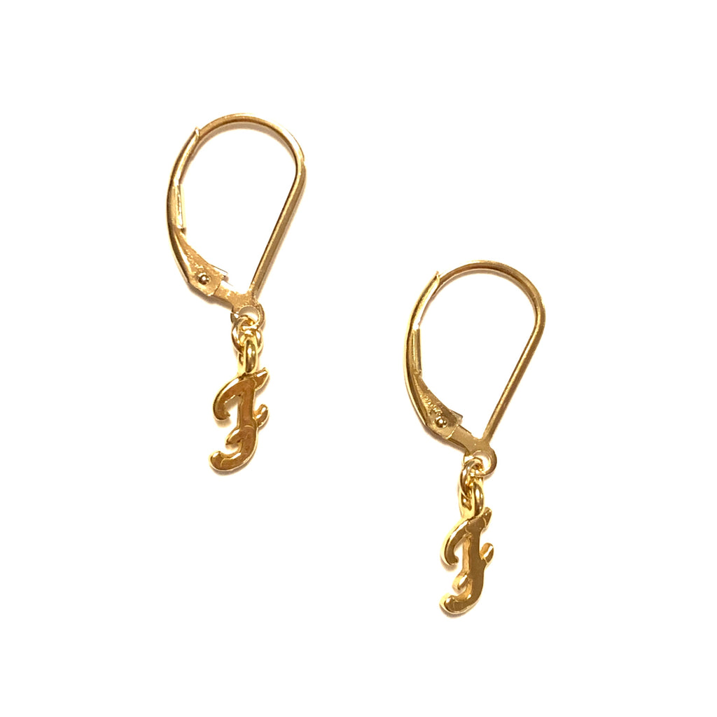 Solid Design Studios Initial Earrings – F – Gold Vermeil