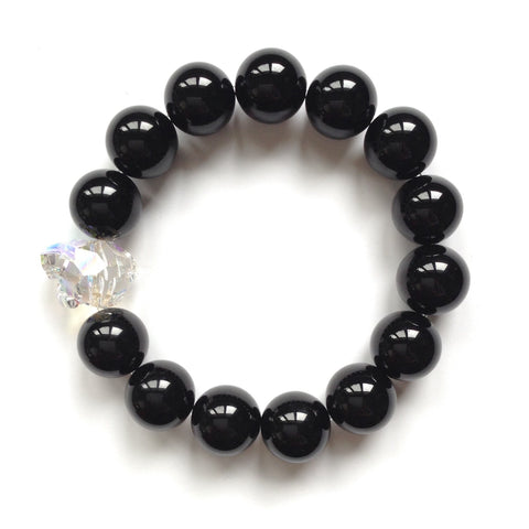 Solid Design Studios Swarovski Crystal Panther With Onyx Stretch Bracelet