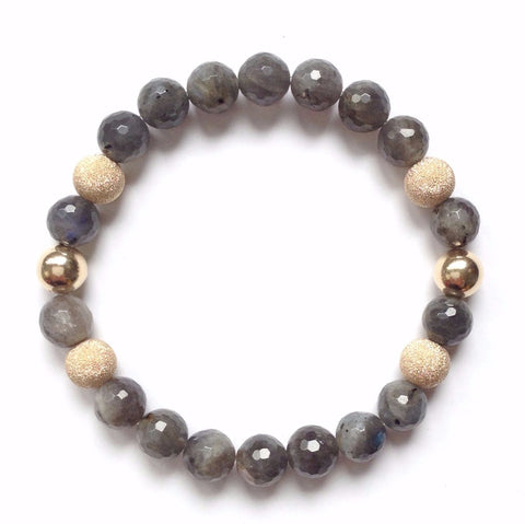 Solid Design Studios Faceted Labradorite & 14k Gold-Filled Stretch Bracelet I