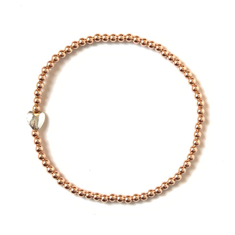Solid Design Studios Sterling Silver Heart & Rose Gold-Filled Stretch Bracelet