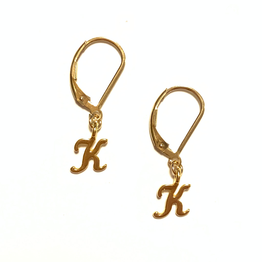 Solid Design Studios Initial Earrings – K – Gold Vermeil