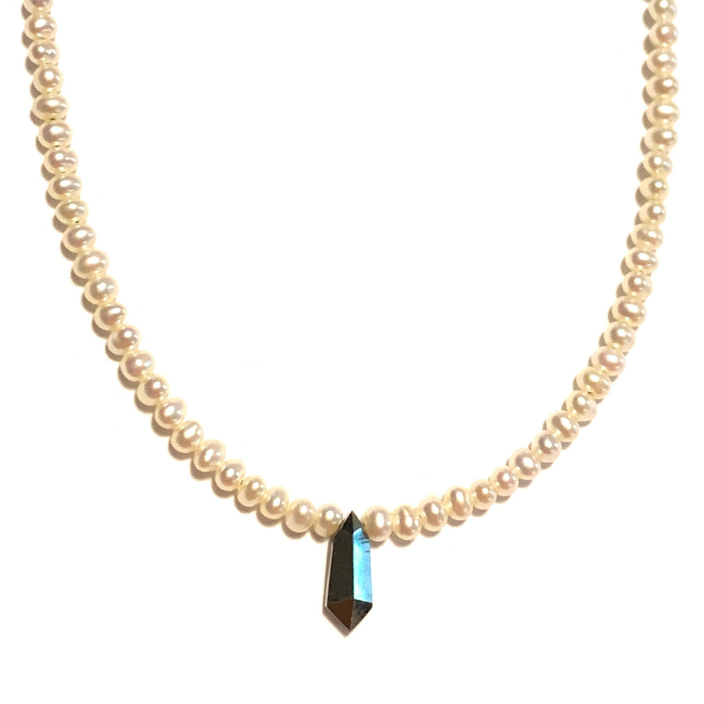Solid Design Studios Pearl Necklace With Pyrite Point
